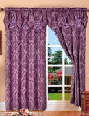 1 of 1:Panneau à passe-tringle Penelopie Jacquard avec cantonnière attachée, violet, 54 x 84 pouces 