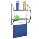 5 of 7:Étagère de salle de bain à 2 niveaux avec porte-serviettes - Finition chromée 