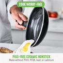 2 of 5:GreenLife Soft Grip Healthy Ceramic Nonstick Frying Pan Set, Black, 7x10 Inches 