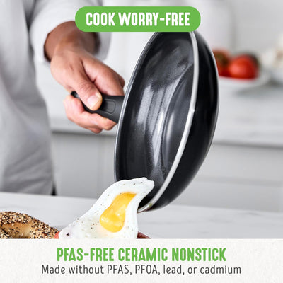 2 of 5:GreenLife Soft Grip Healthy Ceramic Nonstick Frying Pan Set, Black, 7x10 Inches 