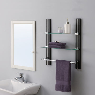 4 of 4:Neu Home Deluxe Tempered Glass Shelf with Towel Bar 