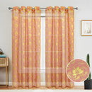 4 of 6:Atlanta Metallic Foil Floral Sheer Grommet Window Curtain Panel, 54x84 Inches 