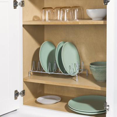 5 of 6:Support à assiettes en acier recouvert de vinyle Home Basics, argenté 