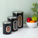 4 of 4:Home Basics Lot de 3 boîtes de conservation en acier inoxydable avec fenêtre, noir 