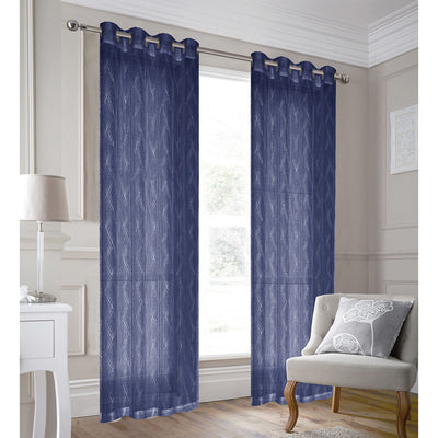 1 of 1:Athens Diamond Embroidered Grommet Panel, Navy, 54x84 Inches 