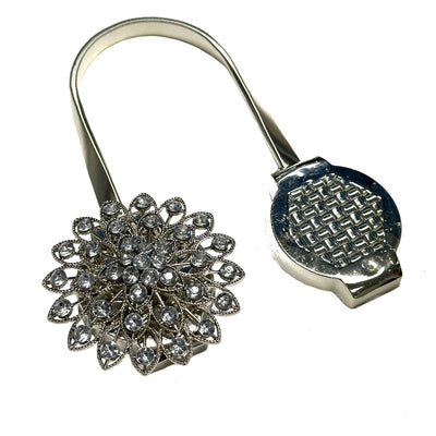 2 of 2:Jeweled Flower Decorative One Pair Window Curtain Tieback, Silver 