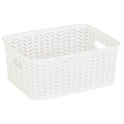 1 of 2:Simplify Small Herringbone Storage Bin in White 