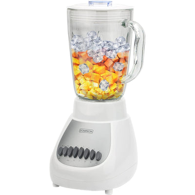 1 of 2:Mixeur de comptoir Dominion 10 vitesses en acier inoxydable avec récipient en plastique, blanc, 48 onces  