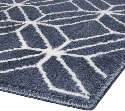 12 of 13:Capri 3-Piece Zara Trellis Design Rug Set, White-Blue, 5x7 Feet 