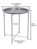 3 of 3:Table d'appoint ronde pliable et polyvalente en métal Home Basics, blanc mat 