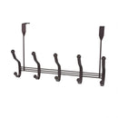 2 of 5:Home Basics 5 Dual Hook Over the Door Steel Organizing Rack, Bronze 