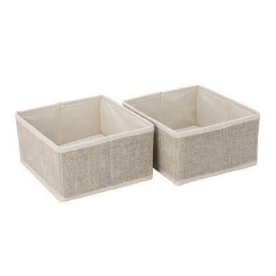 1 of 1:Simplify 2 Pack Medium Square Compartment Drawer Organizer in Faux Jute 
