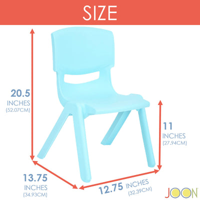 3 of 7:JOON Stackable Plastic Kids Learning Chairs, Baby Blue, 20.5x12.75X11 Inches, 2-Pack (Pack of 2) 
