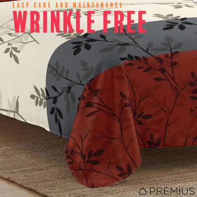 24 of 28:PREMIUS Isabella Soft Wrinkle-Free Microfiber Sheet Set, Brick-Gray-Beige 