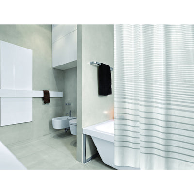 2 of 2:Cortina de ducha Bath Bliss con diseño de rayas blancas 