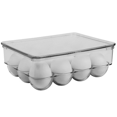 1 of 6:Home Basics 12 Egg Plastic Holder with Lid, Clear 