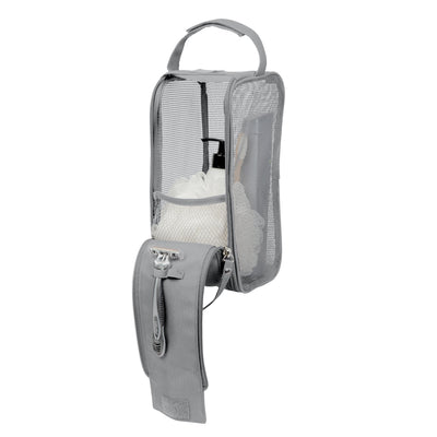 4 of 4:Neceser de malla colgante Simplify en gris 