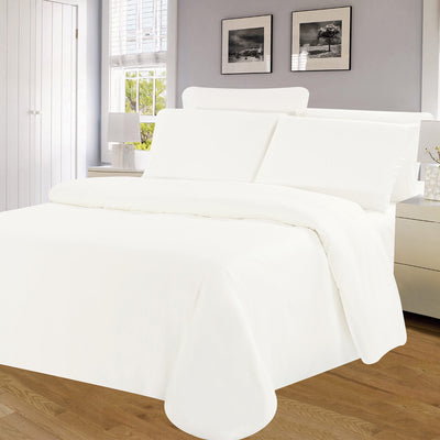 1 of 4:Parure de draps Winston en microfibre infroissable, ivoire, bonnet profond de 40,6 cm 