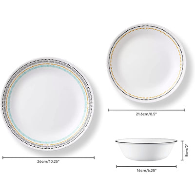 2 of 6:Corelle Vitrelle Glass Round Dinnerware Set, 12 Piece Set, Service for 4, Paloma 