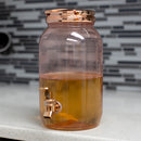 5 of 5:Home Basics Plastic Beverage Drink Dispenser with Carrying Lid, Rose Gold, 1 Gallon 