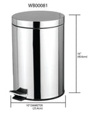 3 of 3:Home Basics 12 Liter Polished Stainless Steel Round Waste Bin, Silver 
