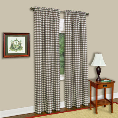 1 of 4:Panel de cortina para ventana con cuadros Buffalo - 42x84 - Gris pardo 