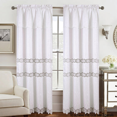 9 of 10:Malaika Panel de ventana de macramé jacquard bordado con cenefa, 54 x 84 pulgadas 