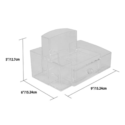 4 of 4:Organiseur de cosmétiques Home Basics Deluxe Medium en plastique incassable à compartiments multiples avec tiroir facile à ouvrir, transparent 