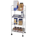2 of 5:Home Basics 4 Tier Steel Kitchen Trolley, White, 34x14x9 Inches 