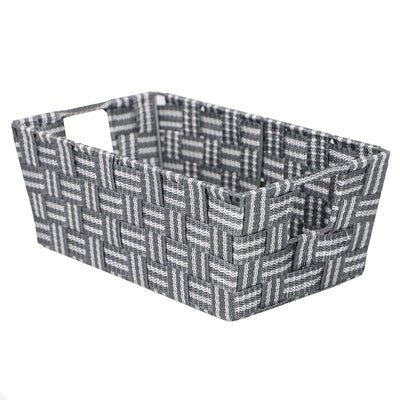 1 of 5:Home Basics Stripe Woven Strap Small Storage Bin, Grey 