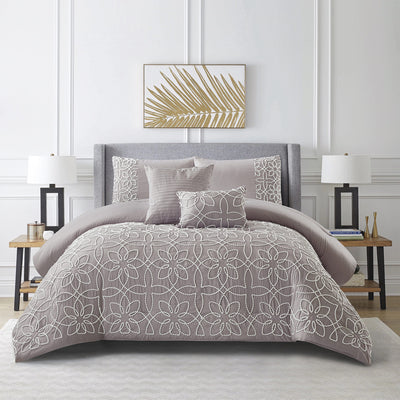 2 of 12:Jezebelle 5 Piece Embroidered Textured Design Comforter Set 