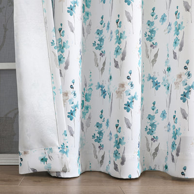 9 of 9:Isla Floral Printed Grommet Room Darkening Window Panel, 52x84 Inches 
