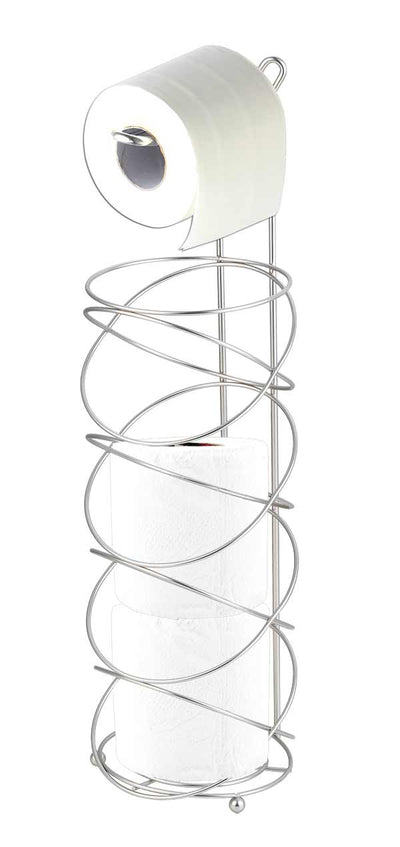 1 of 5:Home Basics Modern Swirl Freestanding Dispensing Toilet Paper Holder, Satin Nickel 