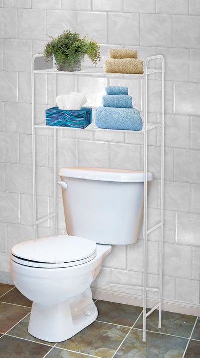 2 of 6:Home Basics 2 Shelf Bathroom Space Saver, White 