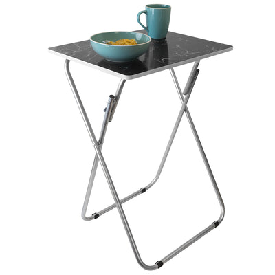 1 of 6:Table pliante multifonction Home Basics en marbre, noire 