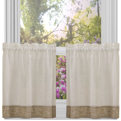 1 of 1:Oakwood 58x24 Window Curtain Tier Pair - Natural 