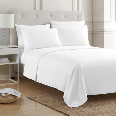 2 of 4:PREMIUS 4-6 Piece Solid Microfiber Wrinkle-Free Sheet Set, White 
