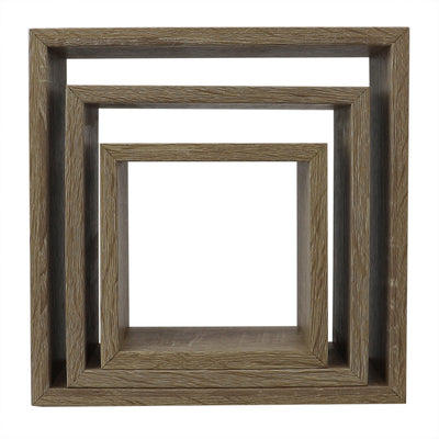 2 of 6:Cubes muraux flottants Home Basics en MDF, 3 pièces, chêne 