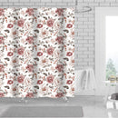 1 of 1:Josie Peony 13 Piece Canvas Shower Curtain with Hooks, Deep Pink-White, 70x72 Inches 