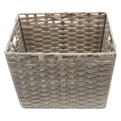 2 of 4:Home Basics X-large Faux Rattan Basket with Cut-out Handles, Grey 