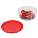 3 of 4:Home Basics Round 32 oz. Borosilicate Glass Food Storage Container with Red Lid 