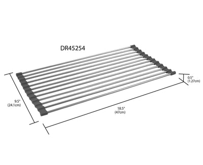 6 of 6:Égouttoir à vaisselle flexible multi-usages Home Basics en silicone et acier inoxydable, gris 