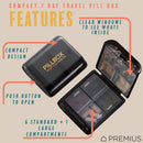 2 of 6:PREMIUS 7 Day Compact Travel Foldable Pill Organizer Box, Clear-Black, 3.3x2.95x1.18 Inches 