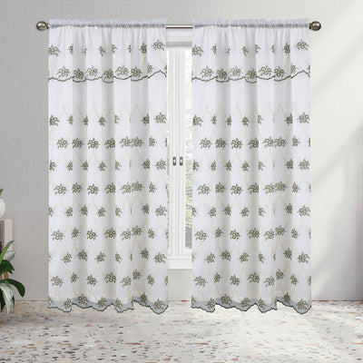 4 of 5:Lana Floral Embroidery Window Panel with Attached Valance and Backing, 55x84 Inches 
