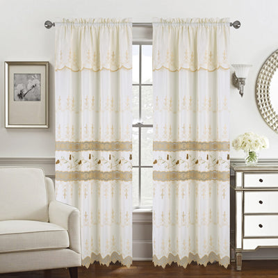 5 of 6:Juliana  Macramé Jacquard Room Darkening Window Curtain Panel with Attached Valance, 55x84 Inches 
