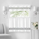 1 of 40:Paige Embroidered Kitchen Curtain and Valance Set, Tiers 55x36, Valance 55x13 Inches 