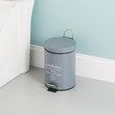4 of 5:Home Basics Paris 3 Liter Waste Bin, Grey 
