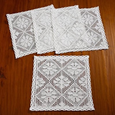 8 of 18:Chemin de table en dentelle vintage au crochet avec étoiles 