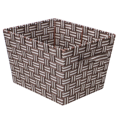 1 of 5:Home Basics Stripe Woven Strap Medium Storage Bin, Brown 