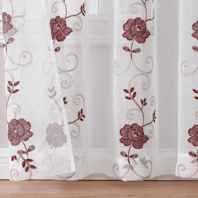13 of 13:Runyan Floral Sheer Metallic Embroidered Grommet Window Panel, 54x84 Inches 